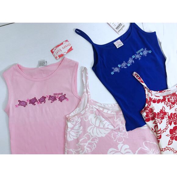 vintage y2k Light Pink HAWAIIAN Hibiscus Print TANK TOP M/Large tropical print - Picture 4 of 9